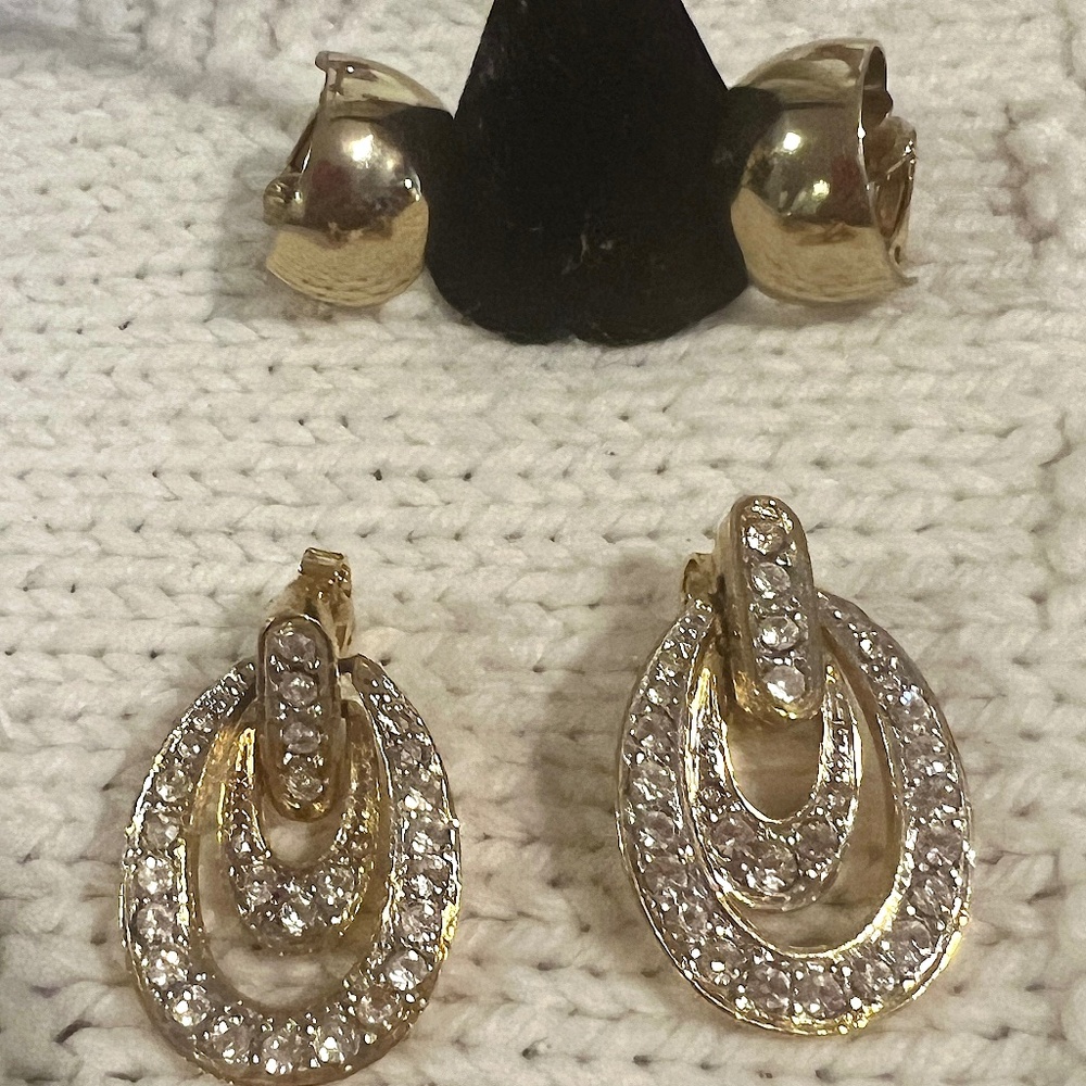 Gold-tone Clip-on Earrings - 2 pair